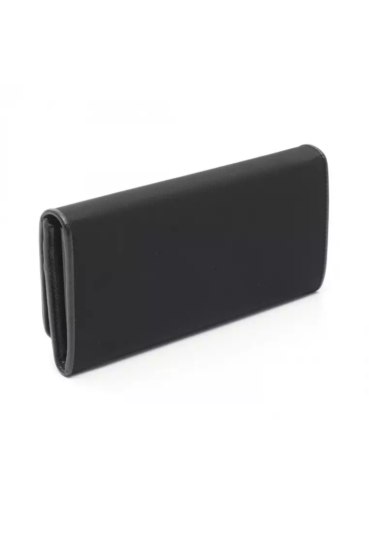 Pre-Loved Prada TESSUTO Bi-fold Long Wallet Nylon leather black