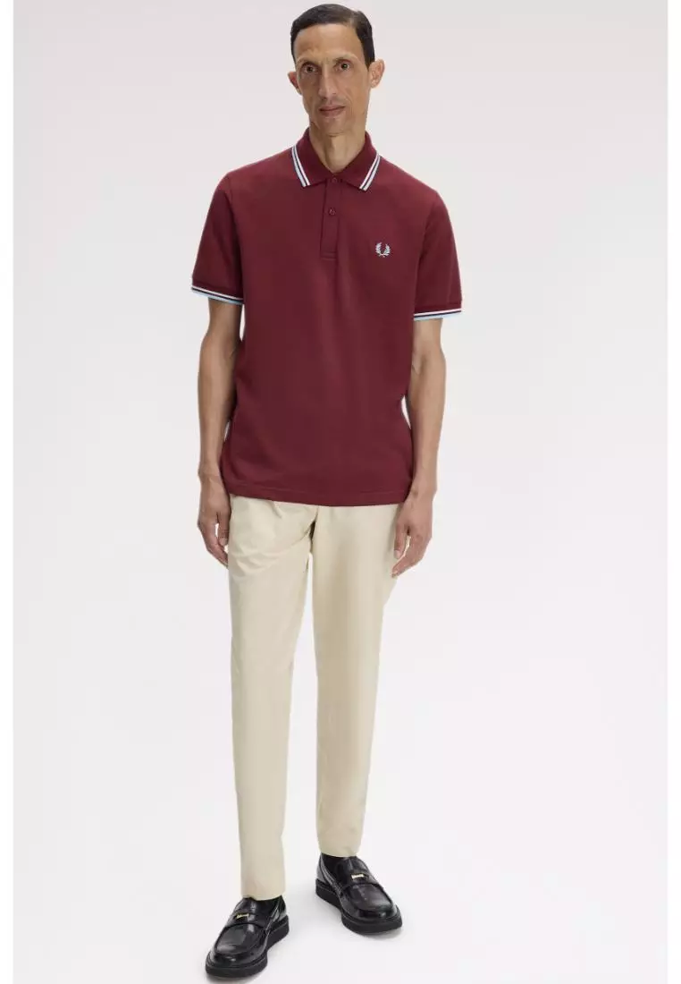 Fred Perry M12 Twin Tipped Fred Perry Shirt (Maroon / White / Ice)
