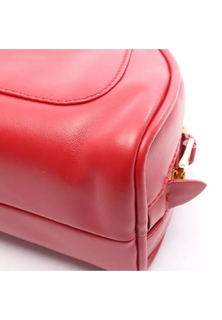 Pre-Loved MIU MIU Handbag mini boston bag leather Red 2WAY