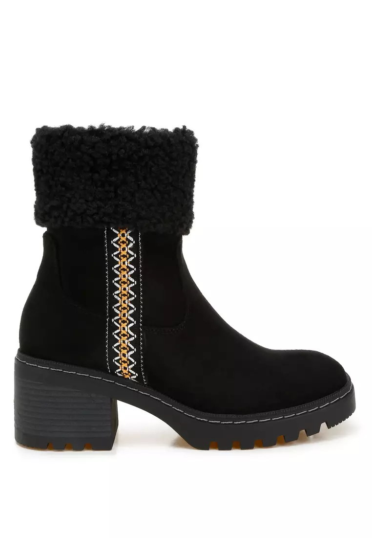 Discount on London Rag  shoes - SKU: Faux Fur & Embroidery Detail Boots in Black