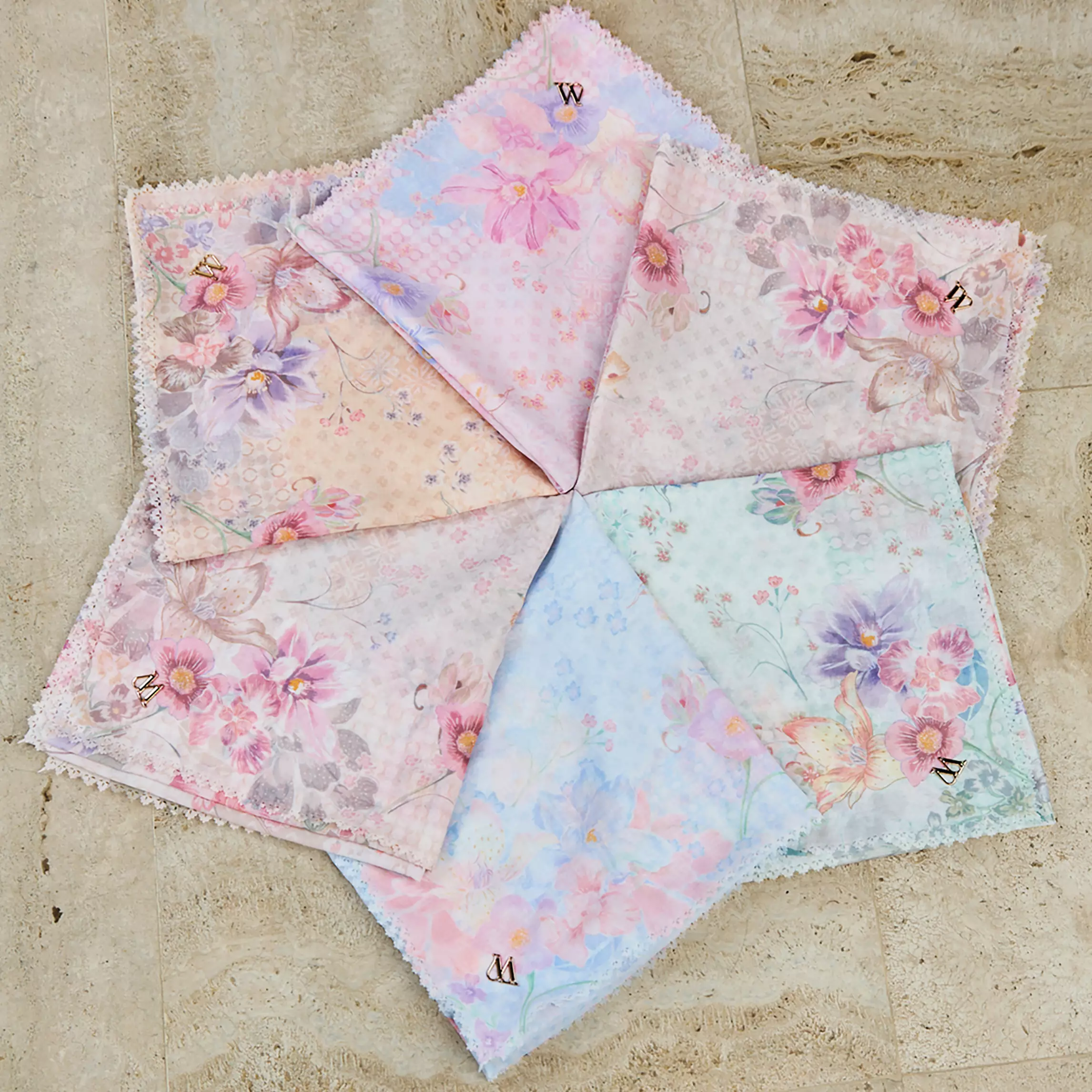 MFMW House Of Petals Scarf - Kerudung Segi Empat Premium Motif Bunga - Ivory White