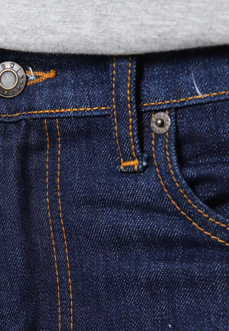 801 Reguler Fit Slub Jeans Dark Blue Indigo - Celana Panjang Denim Pria