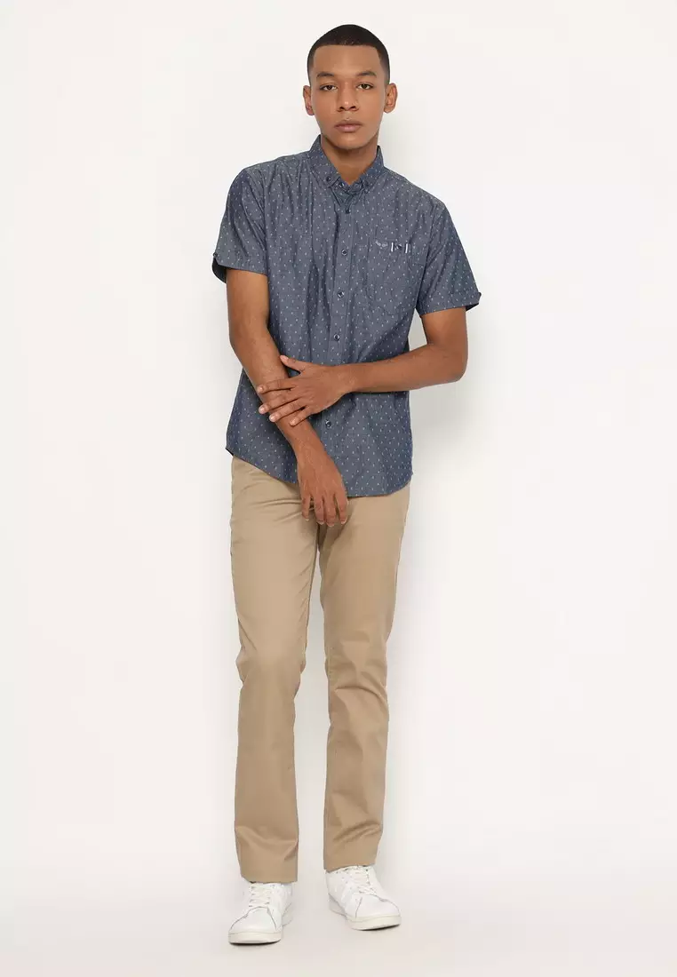 RBJ Kemeja Denim Printing Biru Regular Fit Pria