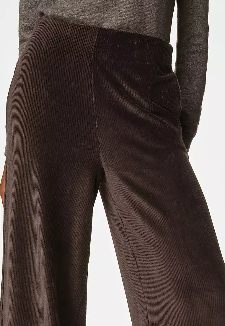 Cord Wide Leg Ankle Grazer Trousers