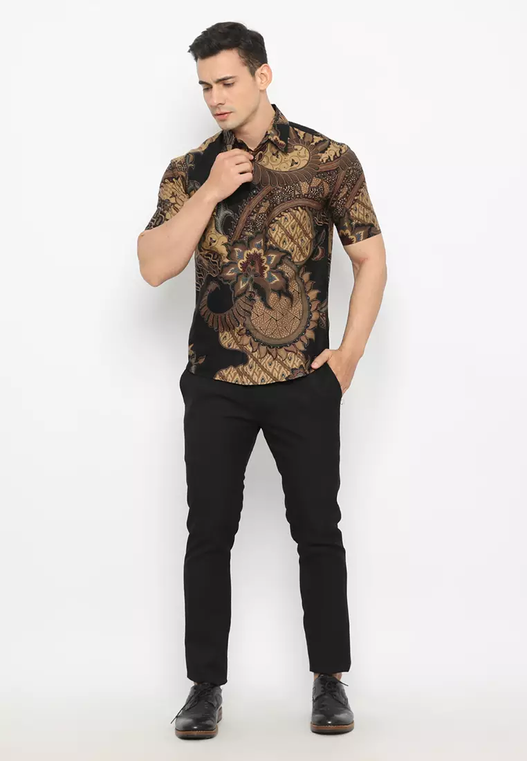 Kemeja Batik Slimfit Nararya Lengan Pendek - Black