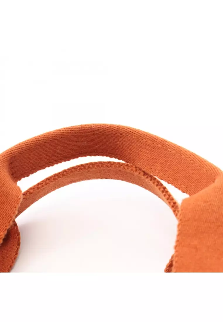 Pre-Loved Hermès Valparaiso MM Potiron Handbag toile chevron leather orange silver hardware