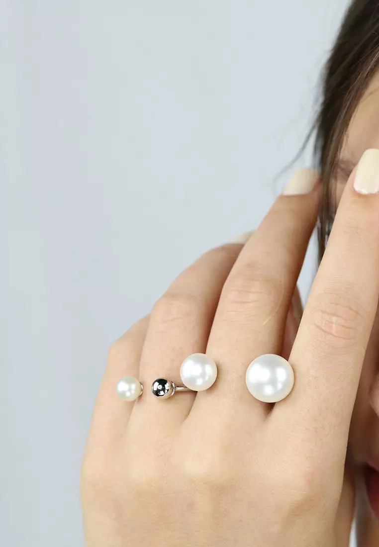 Sterling Silver Mini Pearl Open Ring