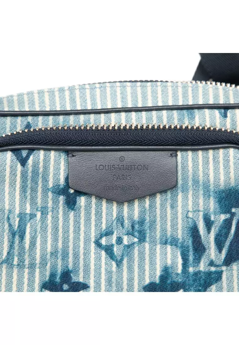 Pre-Loved Louis Vuitton Monogram Denim Watercolor Hickory Stripes Outdoor Pouch