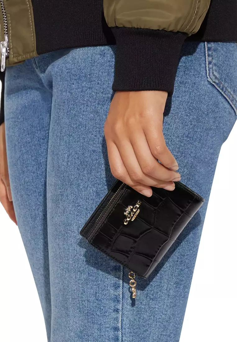 Coach Snap Wallet in Novelty Leather in Black C6092
