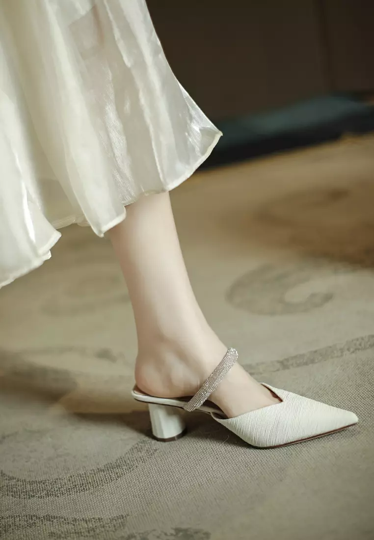 6CM Rhinestone Strap Mule Heel TE726-29