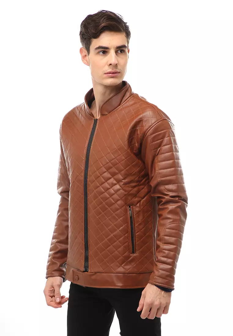 Halbert Outerwear Jaket Kulit Pria Waterproof & Windproof Material Leather ORIGINAL - Brown