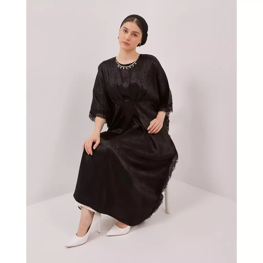 Urban Exchange Kaftan Nadine Black - Abaya Lebaran Wanita Long Dress Premium