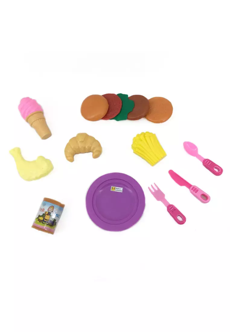 Playdough Tool Set for Toddlers, 30Pcs Three Layer Cake Hamburger Machine  Pink