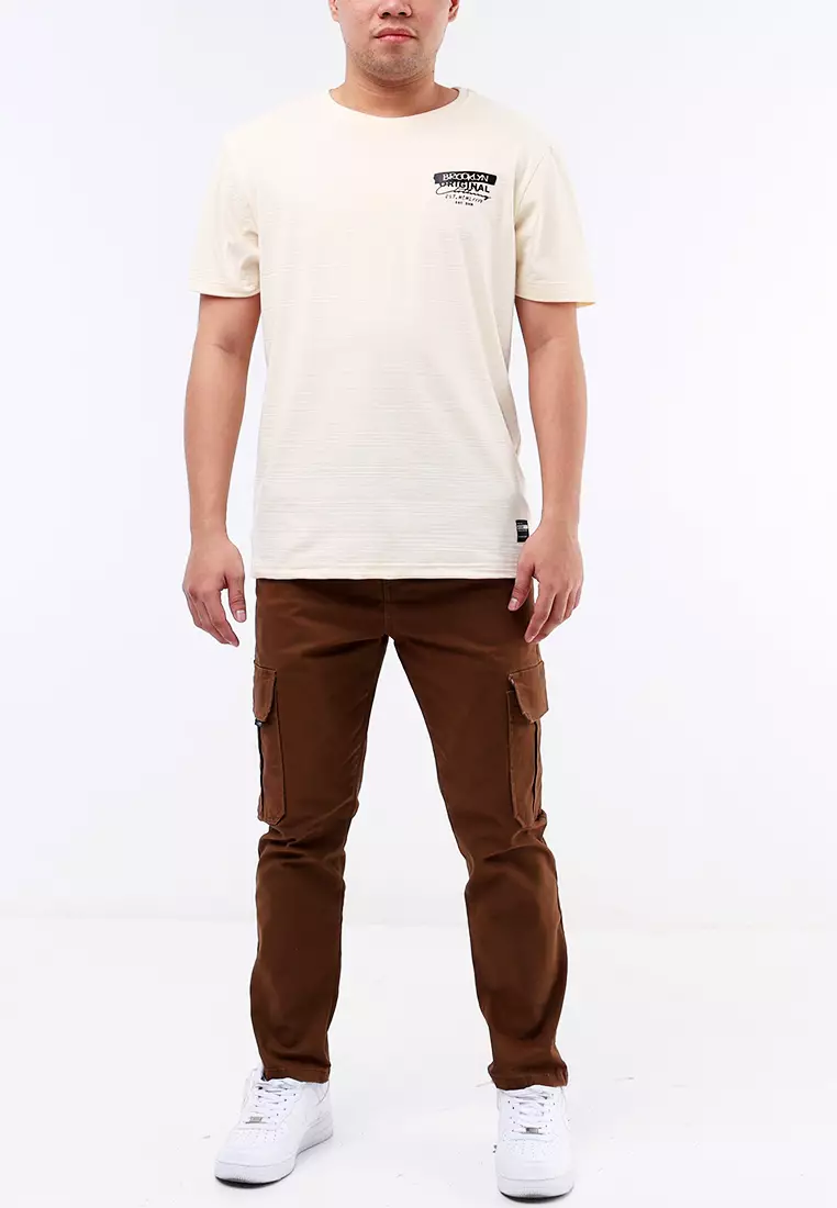 Round Neck Streaky Short Sleeves T-Shirt