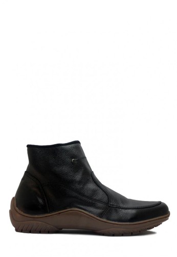 D-Island Shoes Zipper Slip On High Quality Genuine Leather Black
