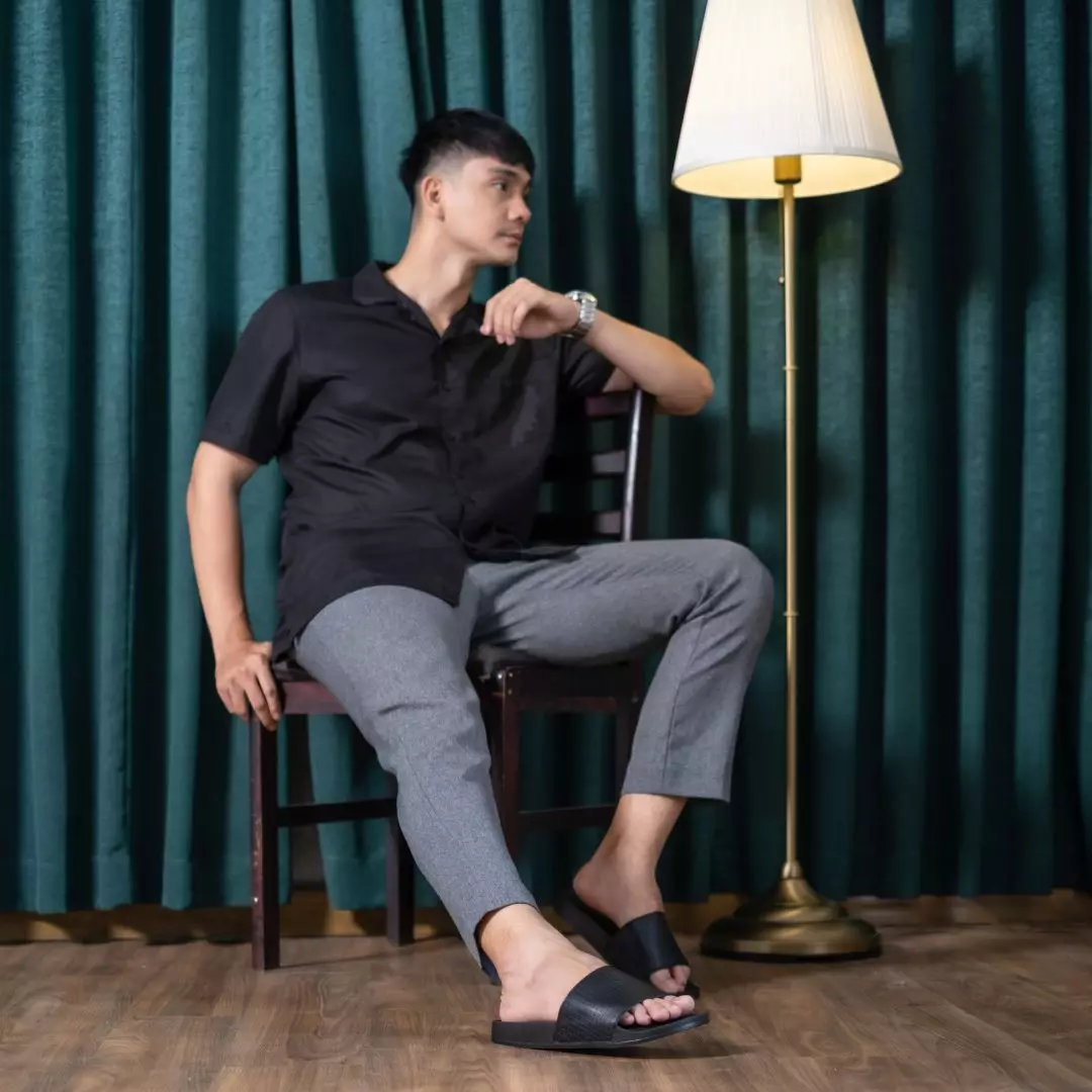 Cogen Sandal Pria Sendal Slop Croco Series Original Hitam