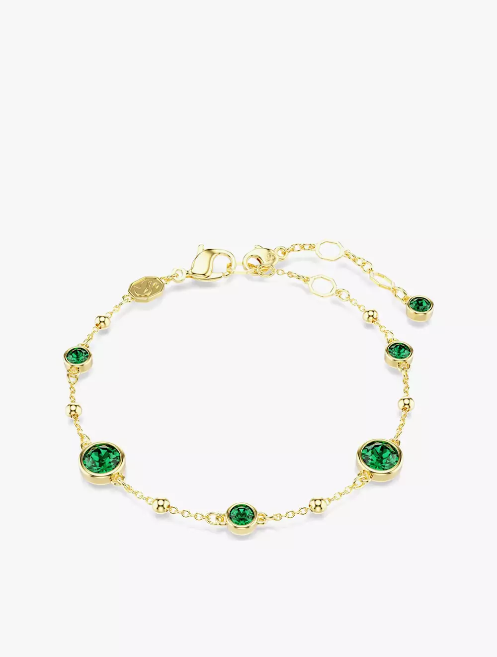 Imber bracelet, Round cut, Green, Gold-tone plated