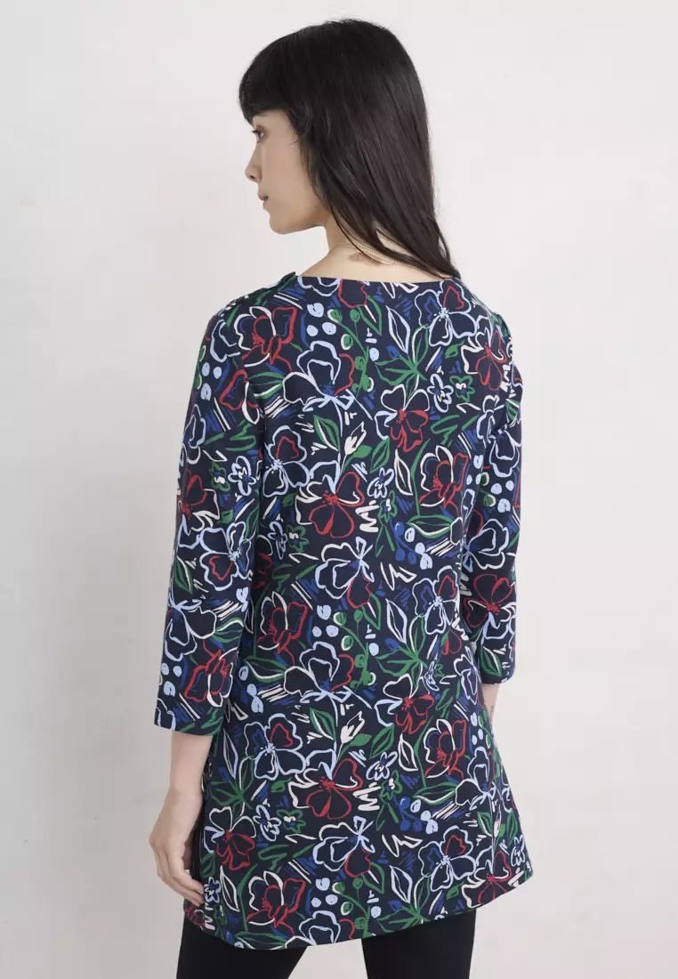 Seasalt Cornwall Navy Tall Waves Tunic