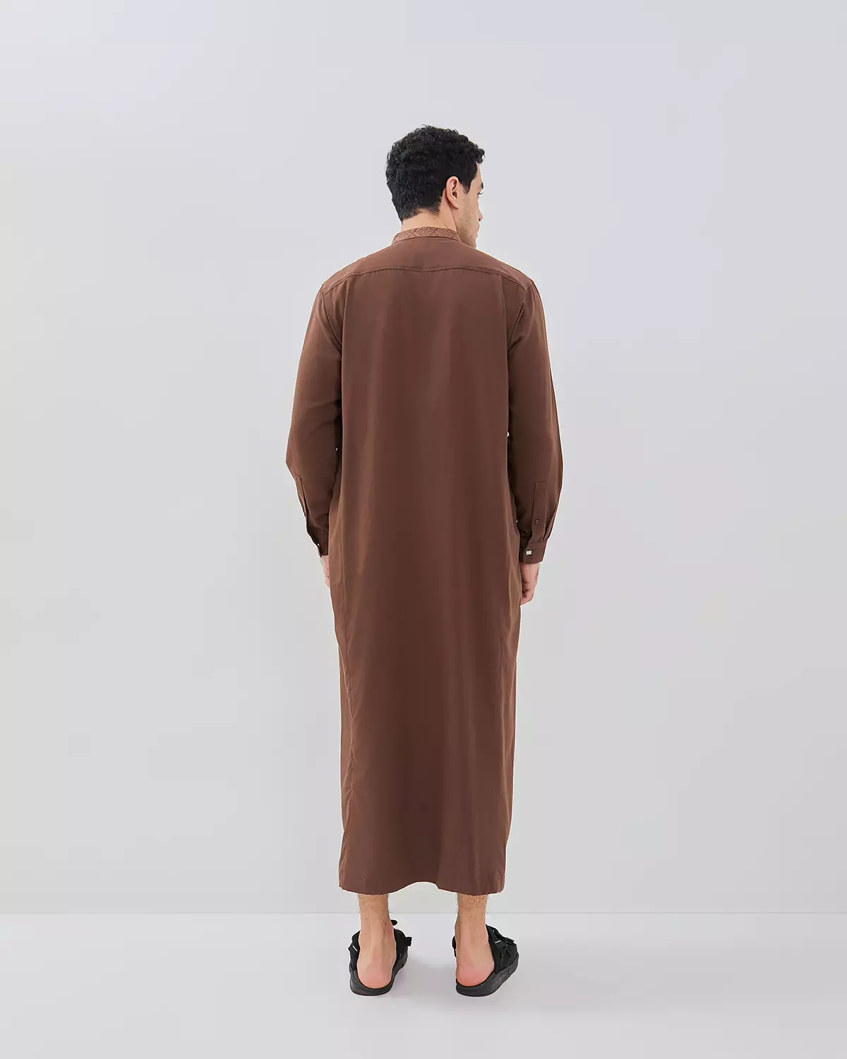 AMK Jubah Gamis Pria Thobe KK Taqi L/s Brown Warna Brown