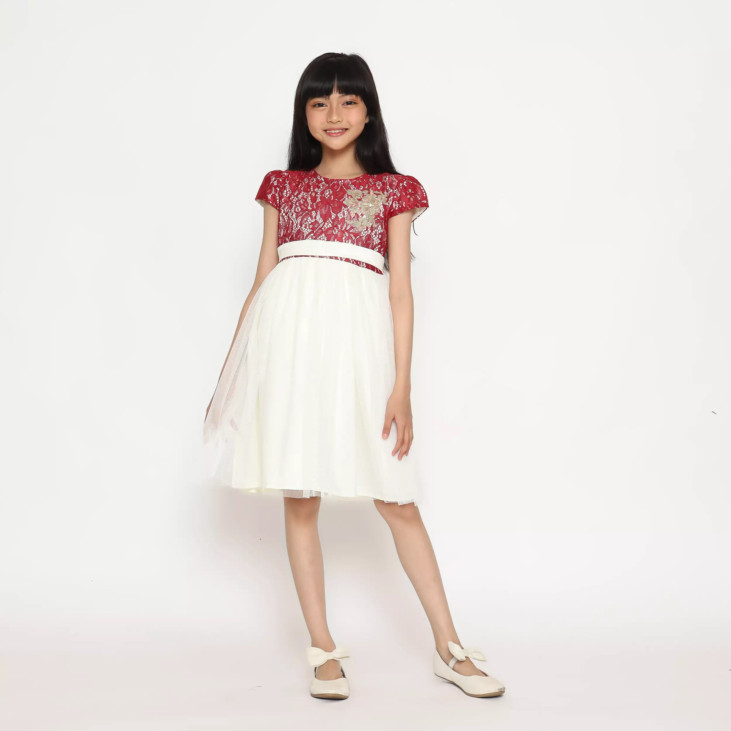 Dress Anak Perempuan Brokat Tile Red - CUTE