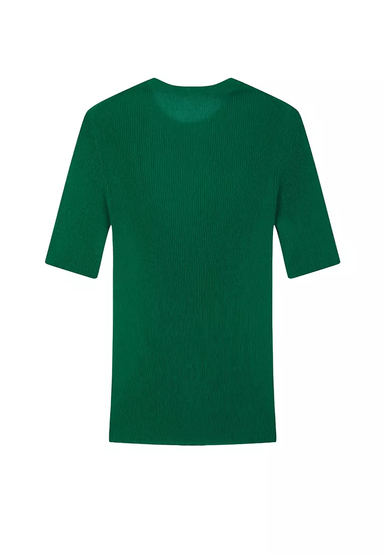 棉修身超薄款短袖套頭針織衫