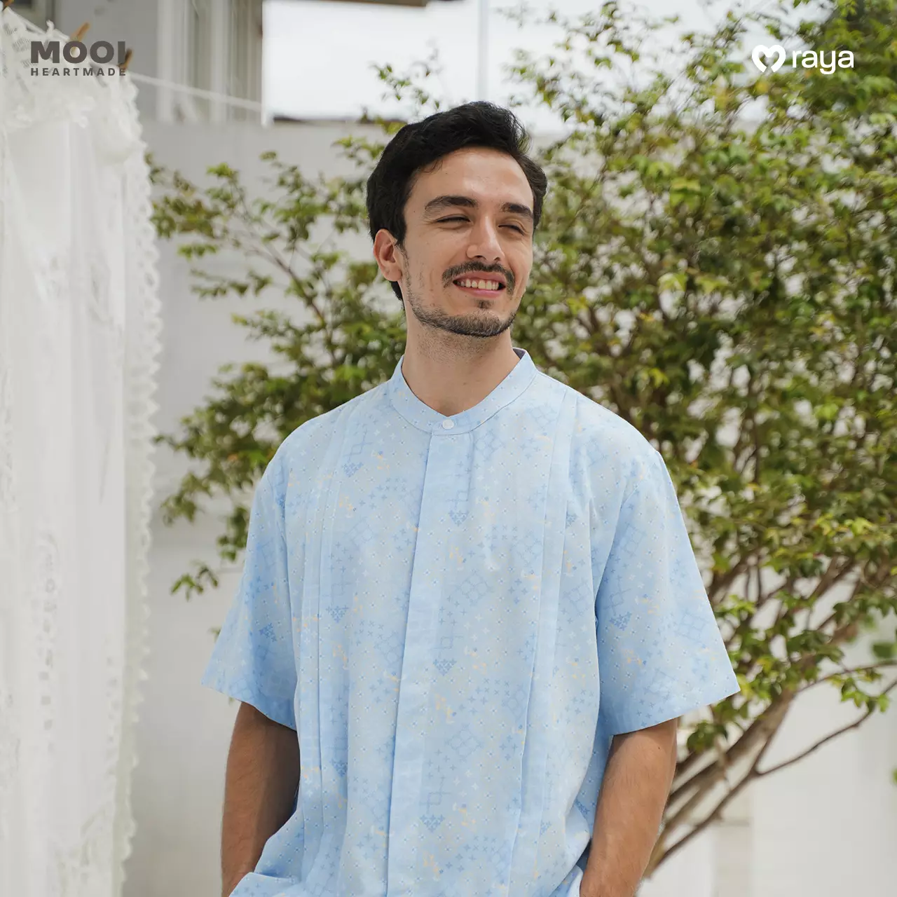 Mooi Atasan Pria Kemeja Pria Raya Collection Rashad Koko Adult Zeina Series - Sky Blue