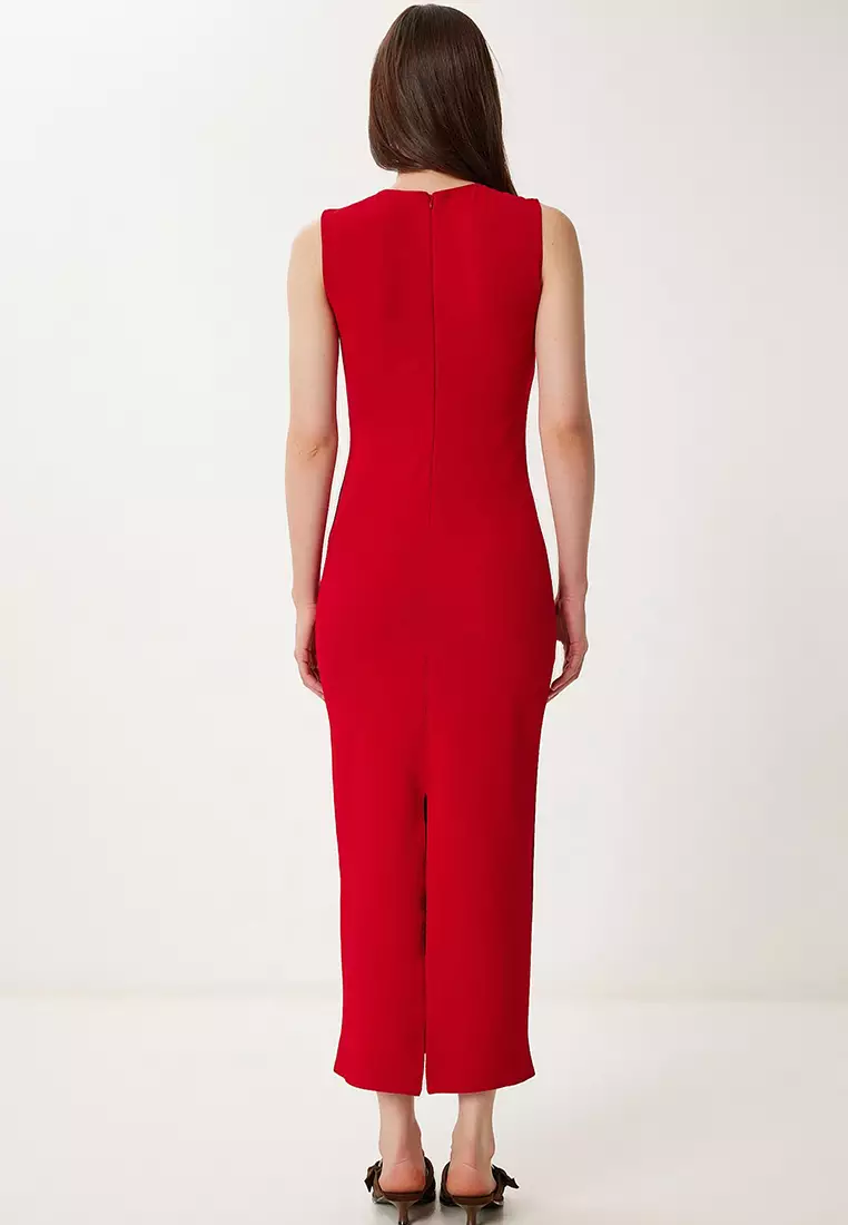 Body Hugging Midi Woven Dress