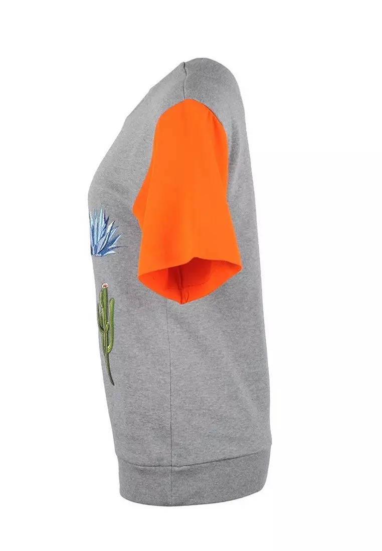 Embroidered Plants T恤(灰色)