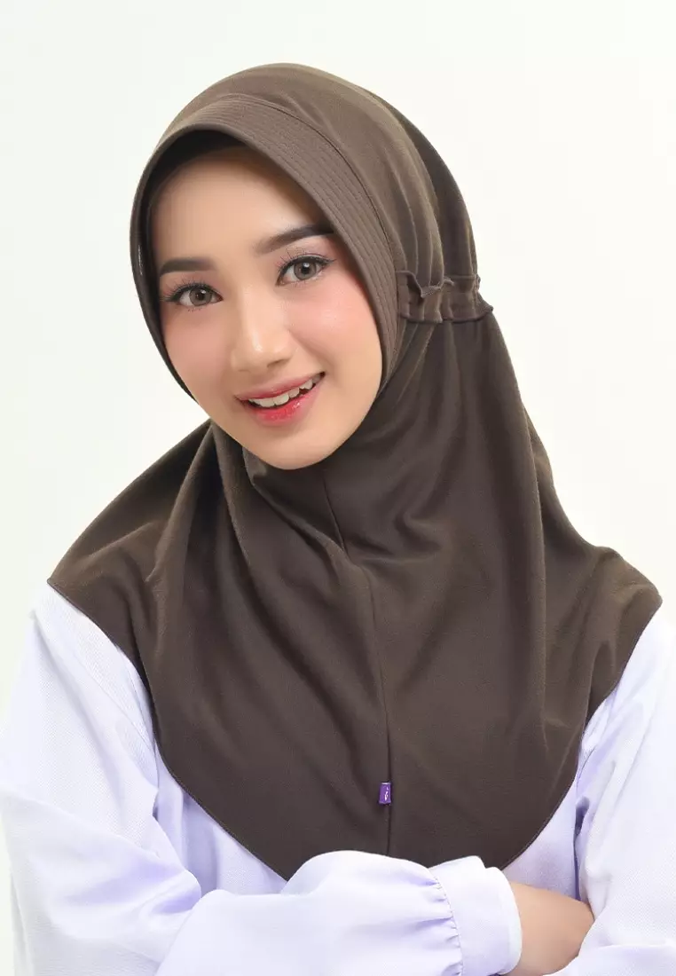 Rabbani - Kerudung Instan Sekolah Morgan Exclusive Coklat Kopi XL