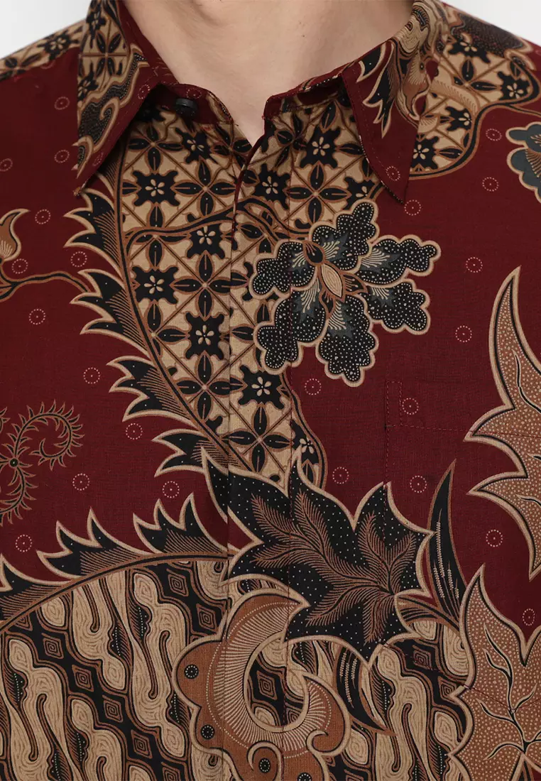 Kemeja Batik Slimfit Anargya Lengan Pendek - Maroon