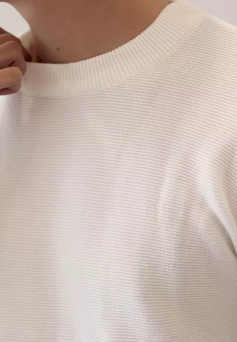 Kale Aiden White / Sweater Rajut Lengan Panjang