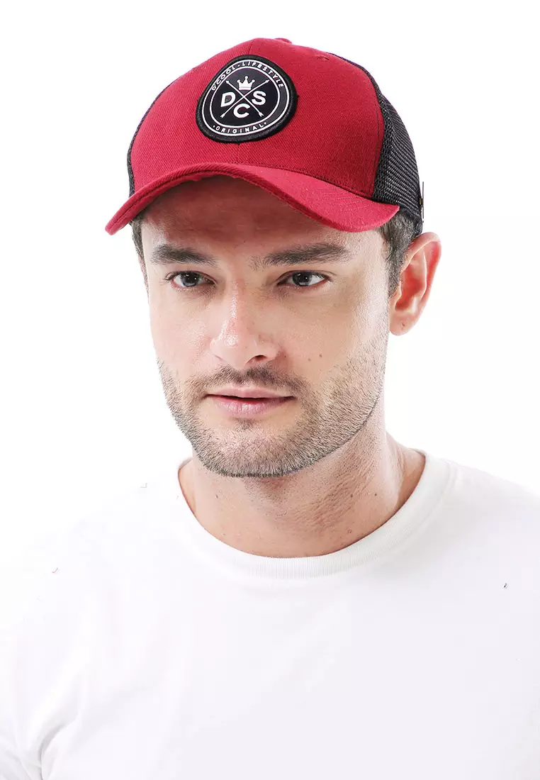 Raesan Topi Baseball Jaring Aksesoris Fashion Pria Adjustable Strap Material Polyester ORIGINAL - Maroon Black