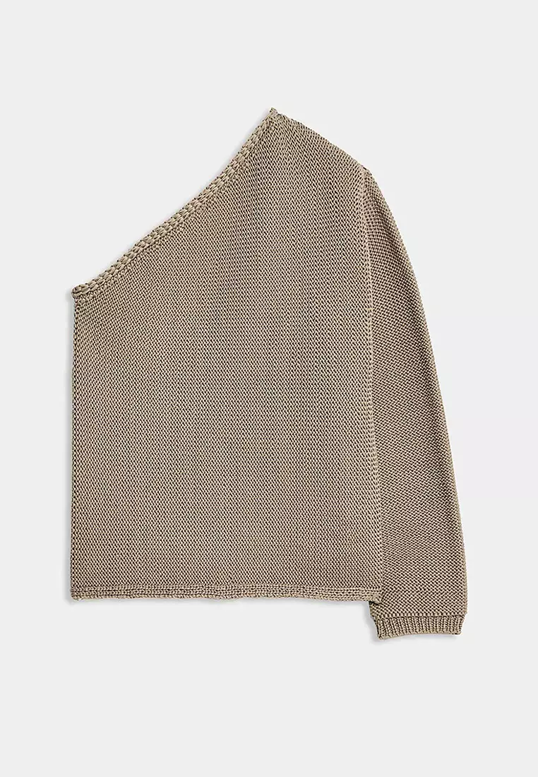 One Shoulder Slim Fit Textured Knitted Top