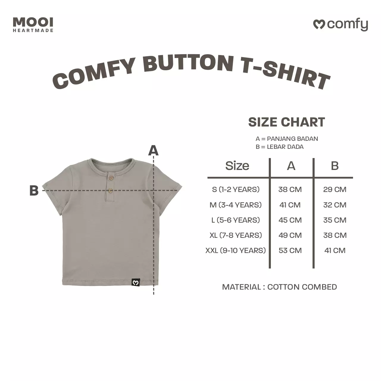 Mooi Kaos Anak Laki-Laki Comfy Button Tshirt - White