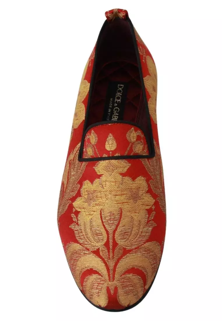 Buy Dolce Gabbana Dolce Gabbana Red Gold Brocade Slippers