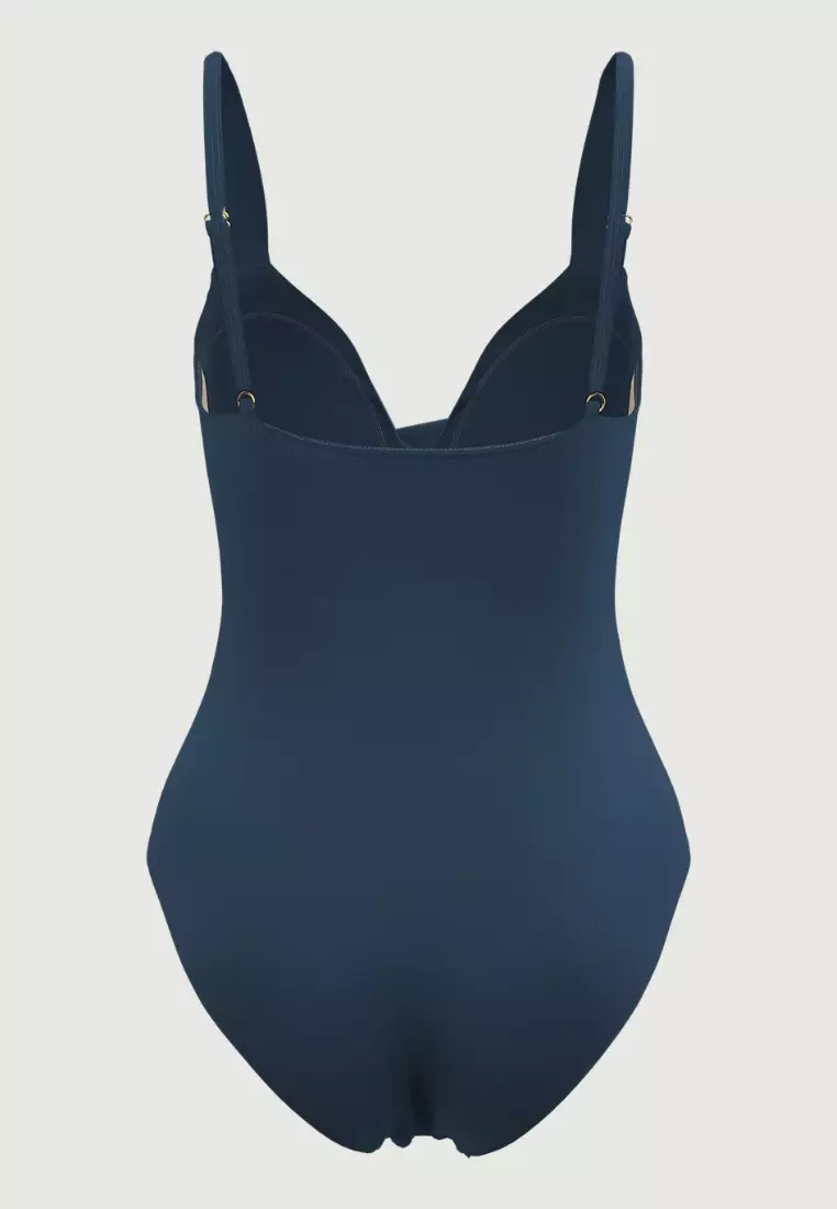 Waterlily Shines藍色交叉前襟連身泳裝