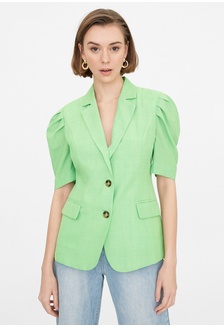 Ladies Buttonless Blazer Jacket in Cream Green Grey Black UK 10 12 14