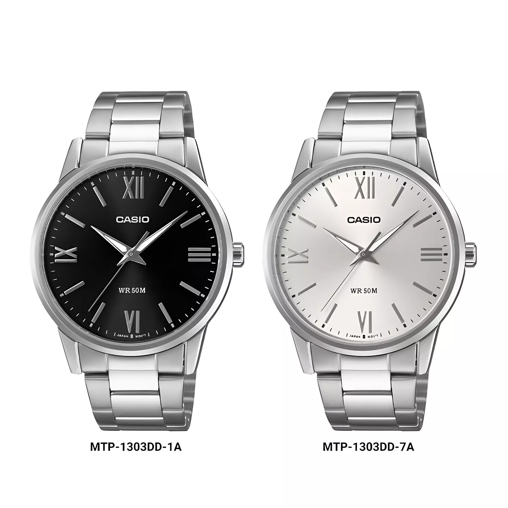 Casio - Jam Tangan Analog Pria - Black Dial - All Silver Stainless Steel - MTP-1303DD-1AV