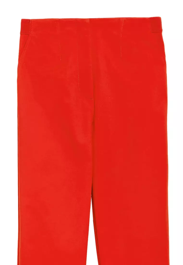 Cotton Blend Slim Fit Ankle Grazer Trousers