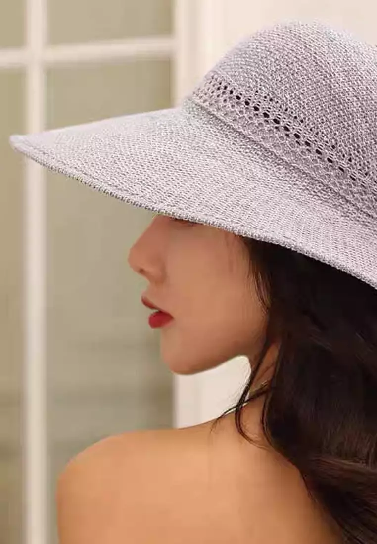 Bow Hollow Big Brim Folding Sunshade Fisherman Caps A22062408GY