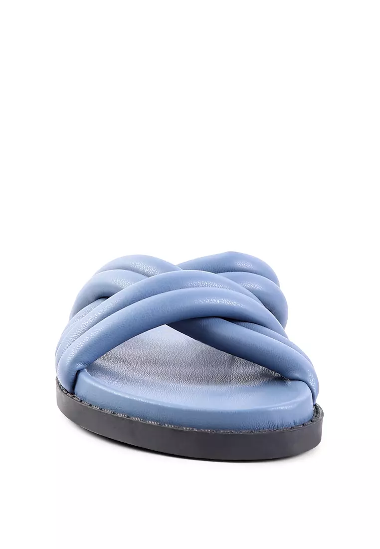 Buy London Rag Blue Quilted Strap Slider Flats Online | ZALORA Malaysia