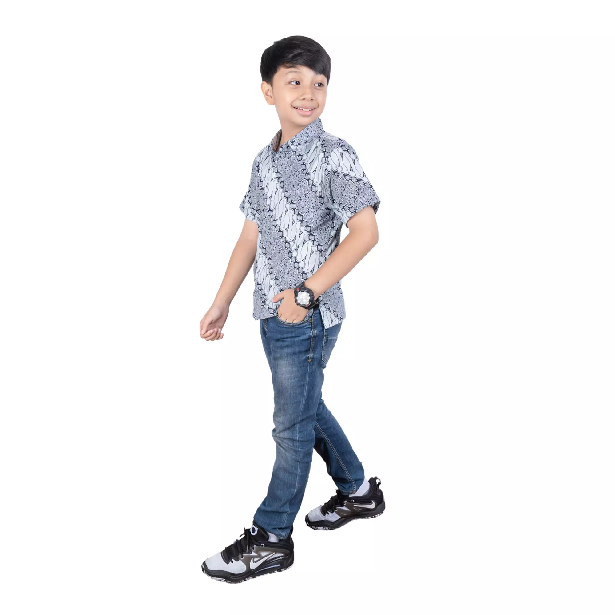 Kemeja Batik Anak Laki-laki - Bhatara Batik Jeremy - Atasan Batik Modern Lengan Pendek