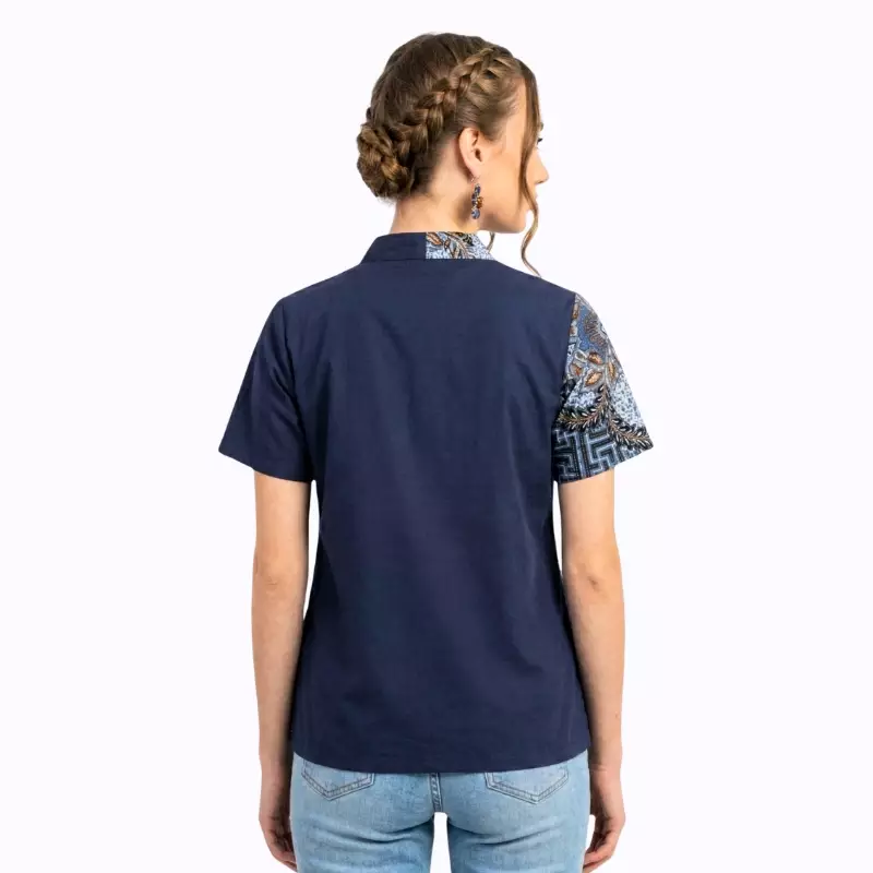 Blouse Batik Wanita - Atasan Batik - Bhatara Batik Leslie - Baju Batik Modern Lengan Pendek