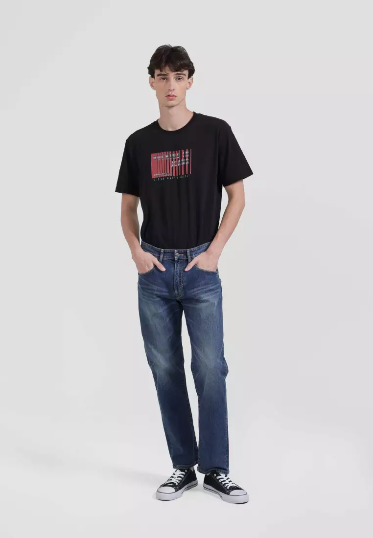 Emba Denim - Arran Celana Panjang Pria Denim Regular Fit Warna Heavy Stone Medium