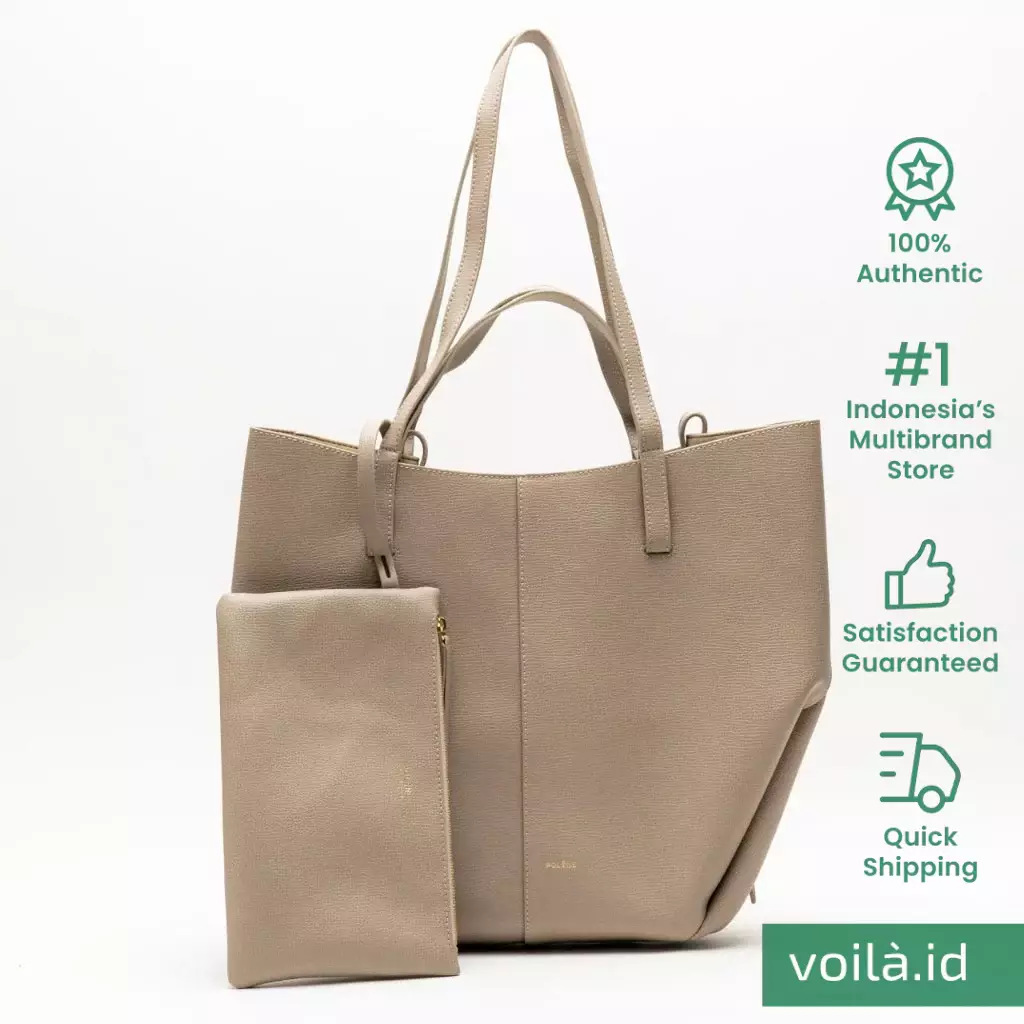 Cyme Shopping Bag Grained Leather Taupe