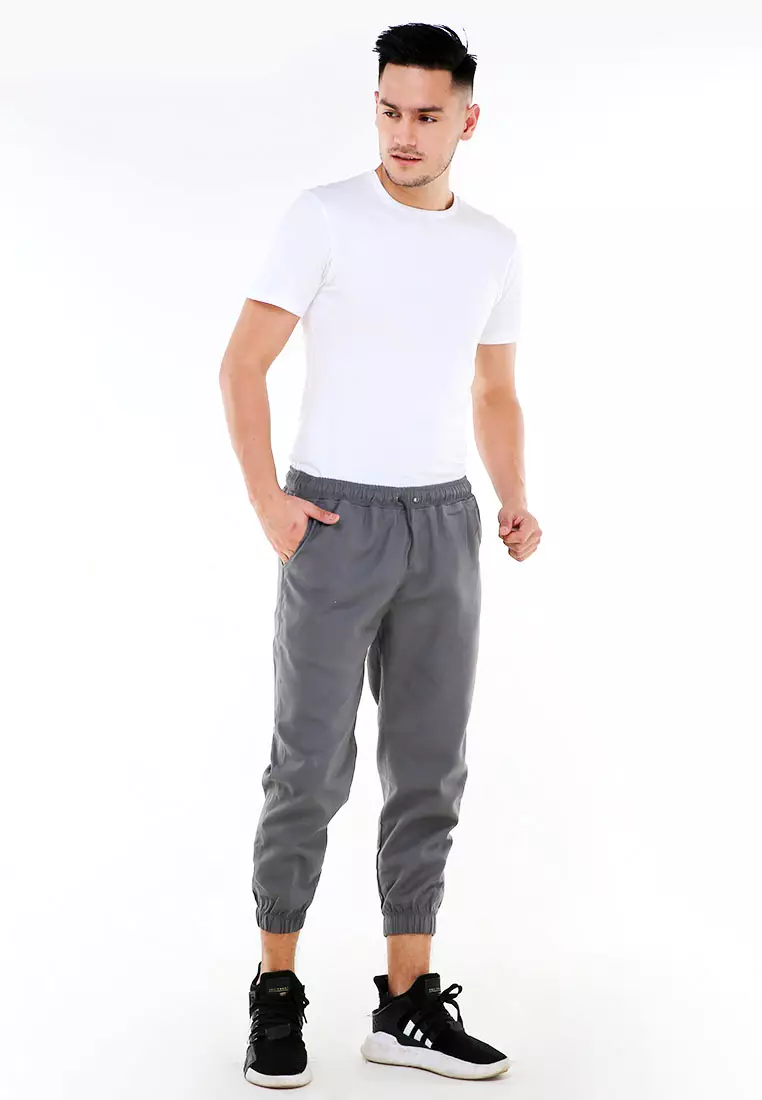 Locko Celana Panjang Sirwal Pria Simple Plain Casual Long Pants Material Baby Canvas ORIGINAL - Gray