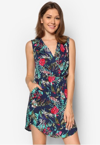 Diorella 花卉裹式無袖連身zalora 評價裙, 服飾, 夏日洋裝