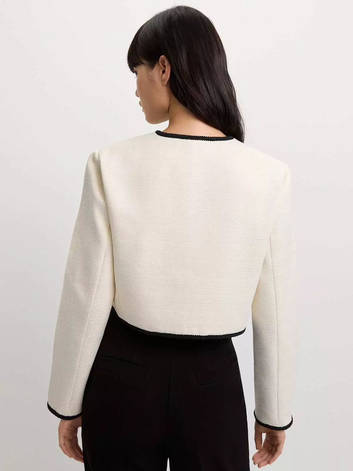 Contrast Trim Jacket - Ivory