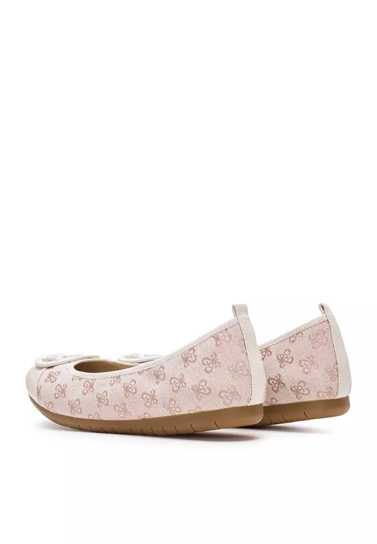 Staccato Classic St Buckle Monogram Duo Tone Flats - Pink (9CP63-PIN)