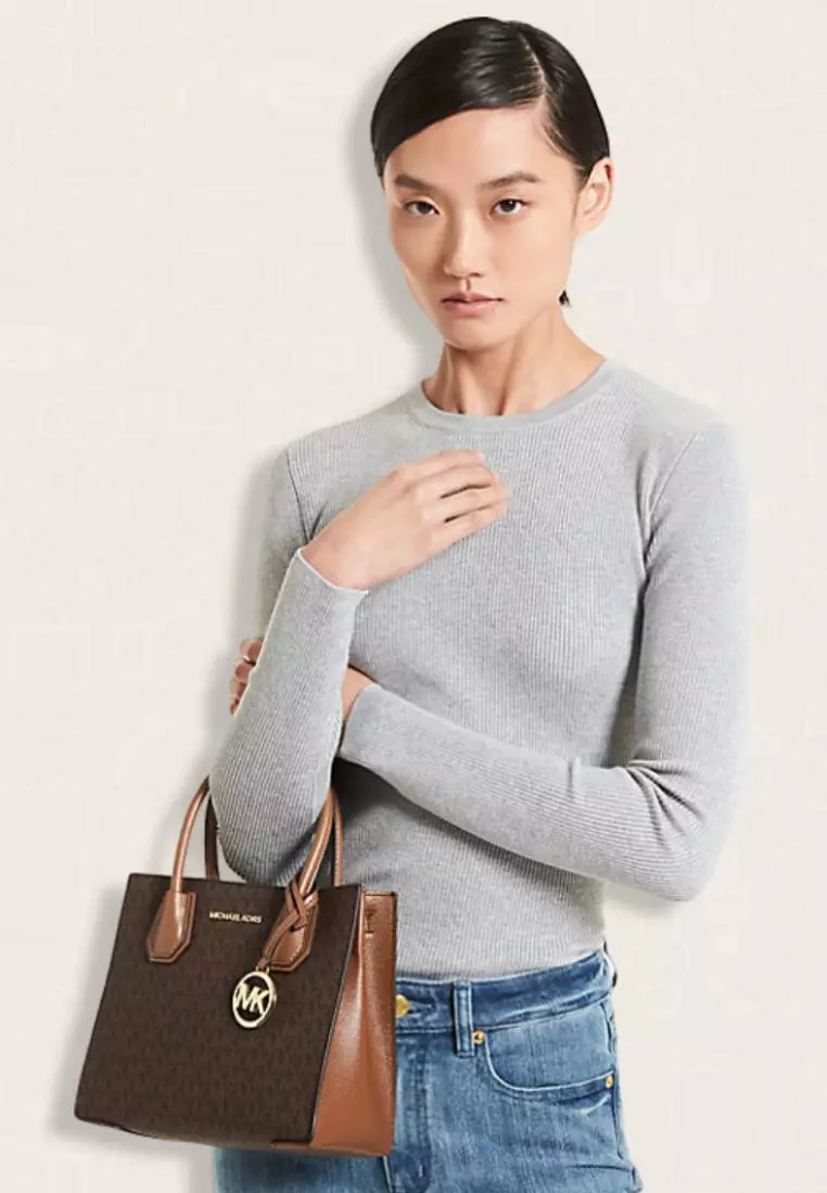 Michael Kors Mercer Medium Messenger Signature Brown
